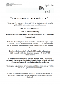 Tájékoztatás gázszünetről